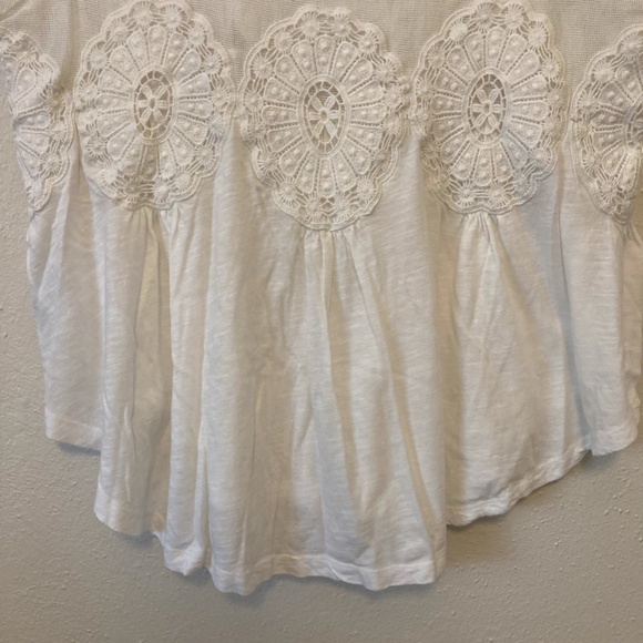 Meadow Rue White Cropped Crochet Mesh Top S - Picture 8 of 8